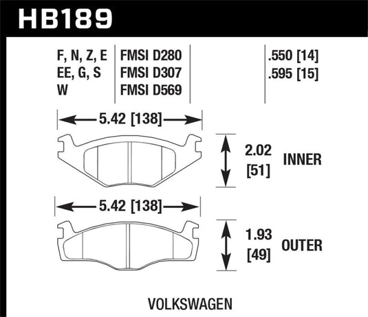 Hawk Performance HB189E.595 HAWK Blue 9012 Brake Pad Sets