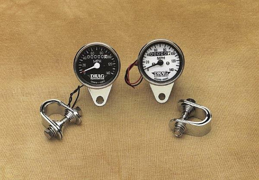 Drag Specialties DS-244135 2.4in. Mini Mechanical Speedometer - 140 MPH - 2:1 Ratio - White Face