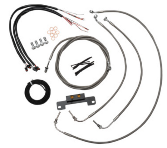 La Choppers LA-8055KT2-19 Complete Handlebar Cable/Brake & Clutch Line/Wire Kit - Stainless Braided