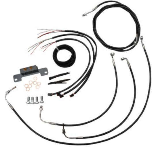 La Choppers LA-8055KT2-08B Complete Handlebar Cable/Brake & Clutch Line/Wire Kit - Black Vinyl/Stainless Braided