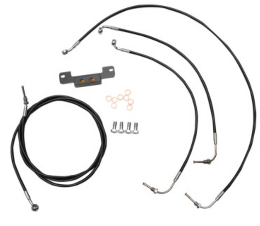 La Choppers LA-8055KT-19B Standard Handlebar Cable/Brake & Clutch Line/Wire Kit - Black Vinyl/Stainless Braided