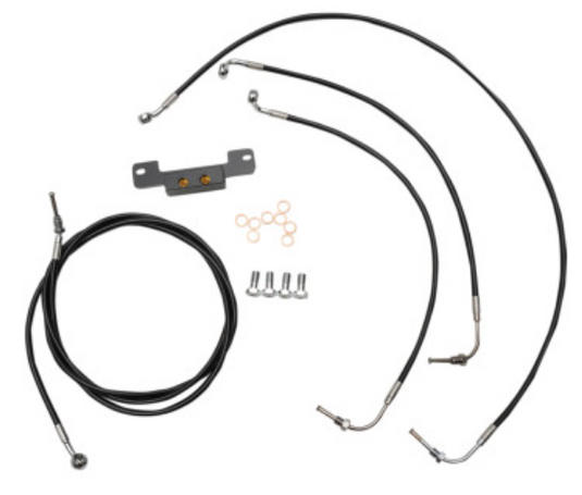La Choppers LA-8055KT-16B Standard Handlebar Cable/Brake & Clutch Line/Wire Kit - Black Vinyl/Stainless Braided