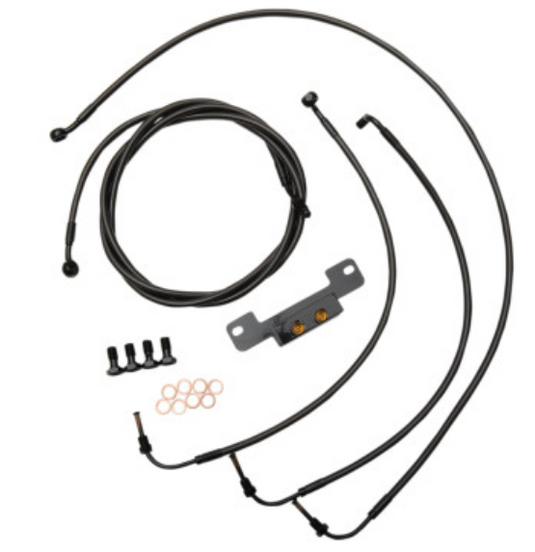 La Choppers LA-8055KT-08M Standard Handlebar Cable/Brake & Clutch Line/Wire Kit - Black Vinyl/Stainless