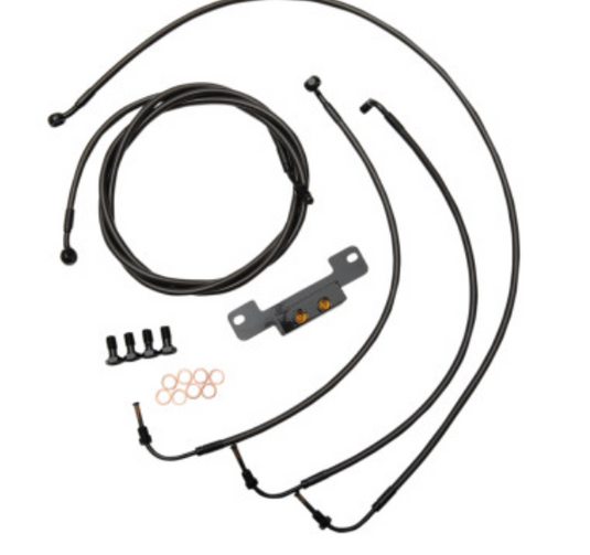 La Choppers LA-8055KT-16M Standard Handlebar Cable/Brake & Clutch Line/Wire Kit - Black Vinyl/Stainless