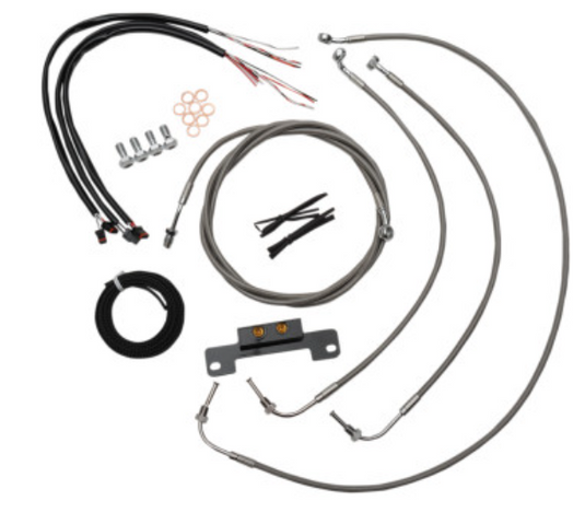 La Choppers LA-8055KT2-08 Complete Handlebar Cable/Brake & Clutch Line/Wire Kit - Stainless Braided