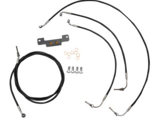 La Choppers LA-8055KT-08B Standard Handlebar Cable/Brake & Clutch Line/Wire Kit - Black Vinyl/Stainless Braided