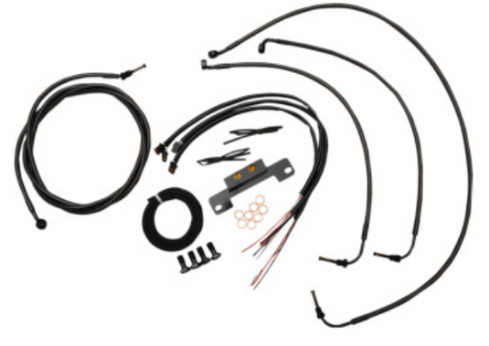 La Choppers LA-8055KT2-19M Complete Handlebar Cable/Brake & Clutch Line/Wire Kit - Black Vinyl/Stainless