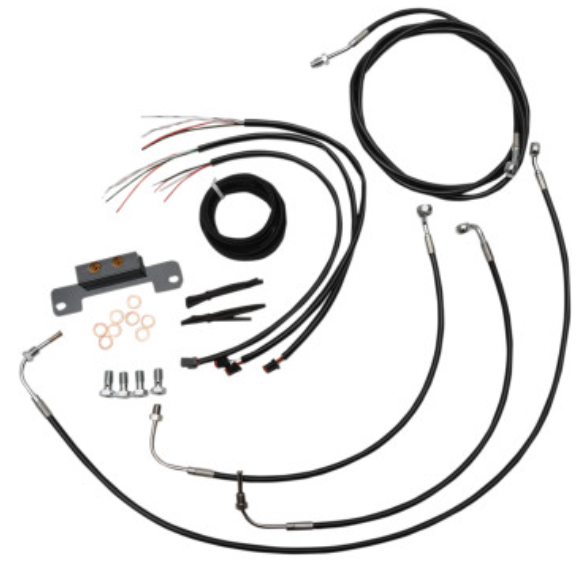La Choppers LA-8055KT2-13B Complete Handlebar Cable/Brake & Clutch Line/Wire Kit - Black Vinyl/Stainless Braided