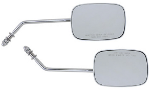 Drag Specialties 0640-0982 OEM Style Rectangular Mirrors - Long Stem - Chrome