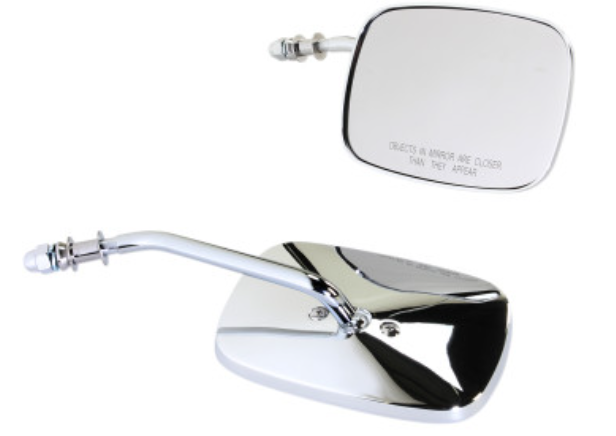 Drag Specialties 0640-0980 OEM Style Rectangular Mirrors - Short Stem - Chrome