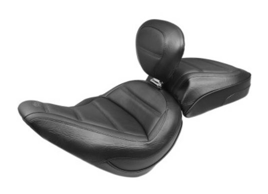 Mustang 79026 Standard Touring Seat with Backrest - Quad Stitch - Black