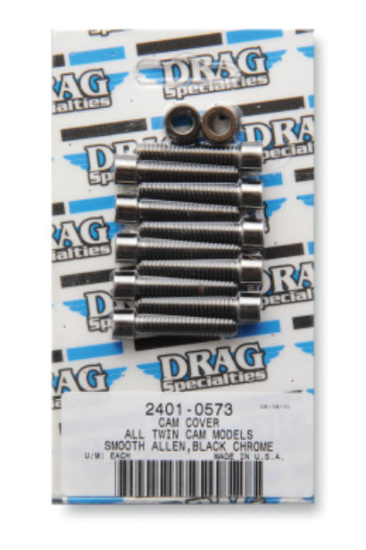 Drag Specialties 2401-0573 Cam Cover Black Chrome Socket-Head Bolt Set - Smooth