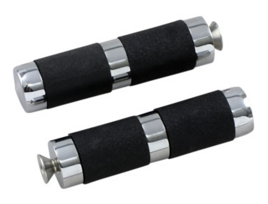 Accutronix PT120-SRC Chrome/Black Shifter/Brake Pegs - Rubber - 3-7/8in.