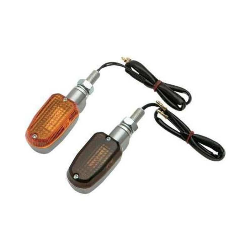 K&S Technologies 25-8300 Polished Aluminum Marker Lights - Oblong with Amber Lens - Single Filament