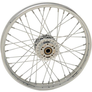Drag Specialties 0203-0625 Laced 40 Spoke Front Wheel - 21x2.15 - Chrome (Single Disc)